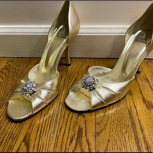 Gold Heels with Rhinestone